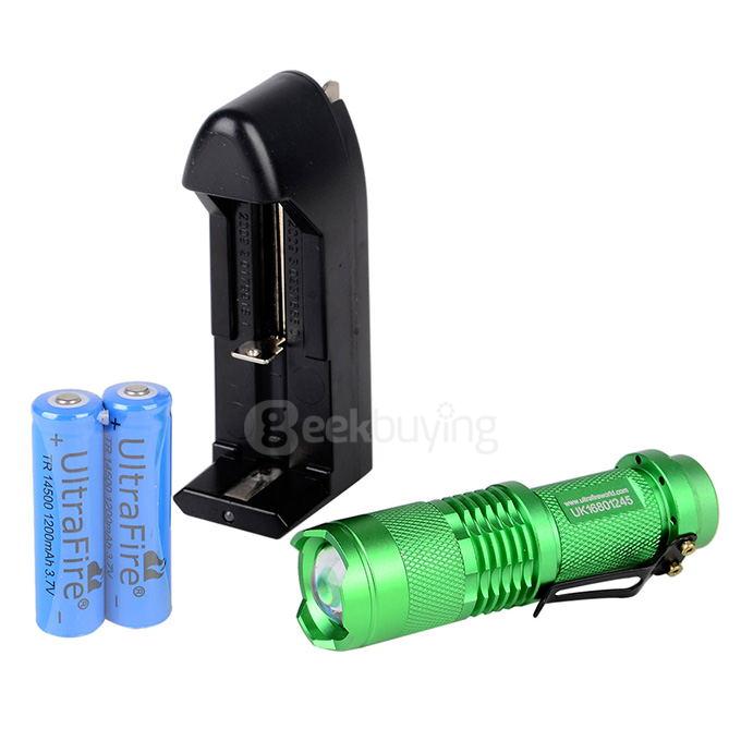 UltraFire SK68XPE 1-LED 400LM 1-Mode Cool White Light Flashlight w/ Clip - Green