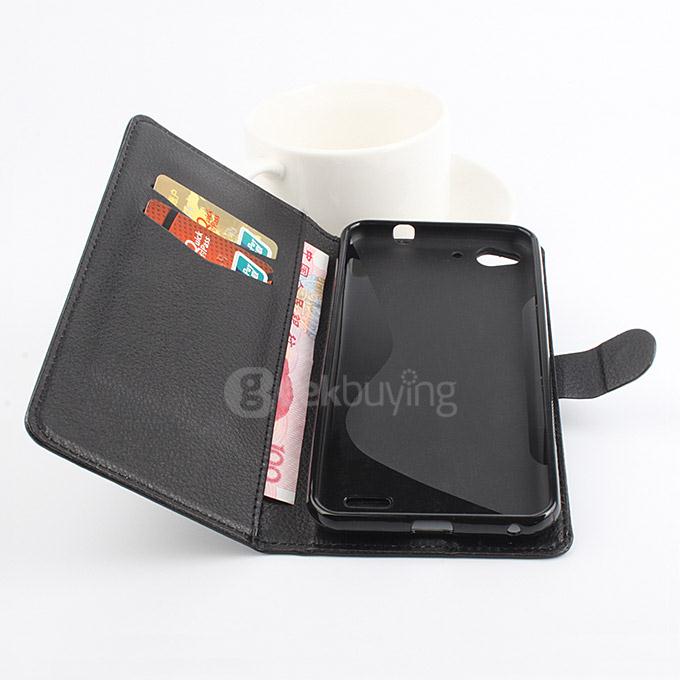 LingMao Protective Hard Cover Flip Stand Leather Case with Card Slots for Vodafone Smart Ultra 6 VF995N - Black