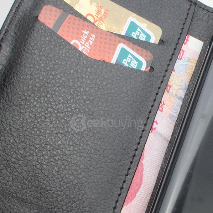 LingMao Protective Hard Cover Flip Stand Leather Case with Card Slots for Vodafone Smart Ultra 6 VF995N - Black