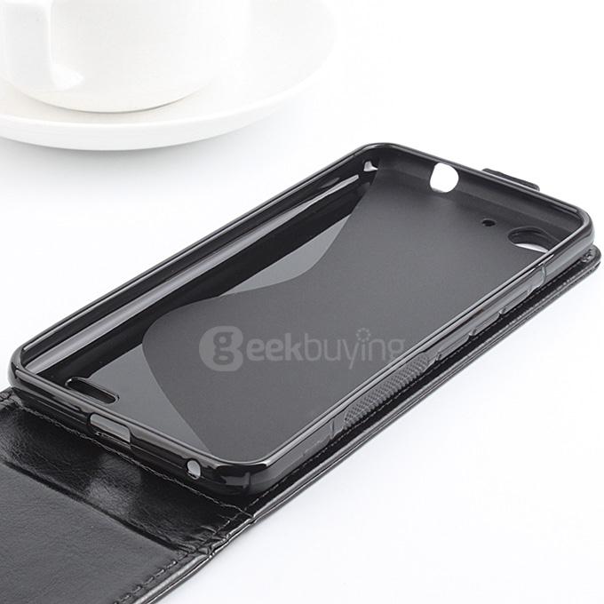 Baiwei Protective Hard Cover Up&Down Flip Stand Leather Case with Back Shell for Vodafone Smart Ultra 6 VF995N - Black