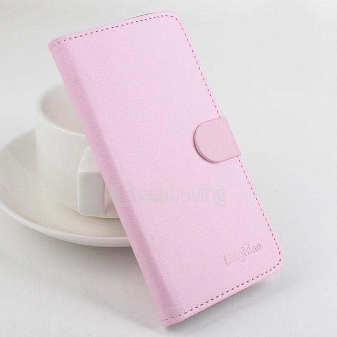LingMao Protective Hard Cover Flip Stand Leather Case with Card Slots for Gionee S5.1 Pro GN9007 - Pink
