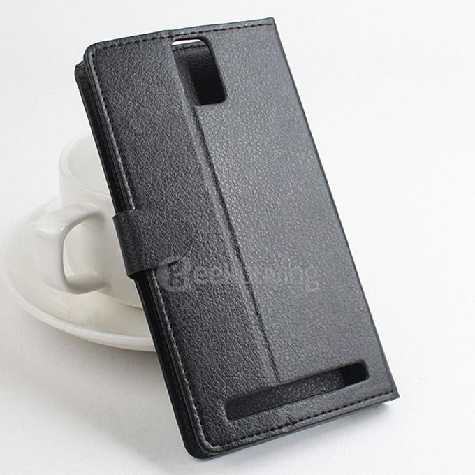 LingMao Protective Hard Cover Flip Stand Leather Case with Card Slots for Mlais Note Pro - Black