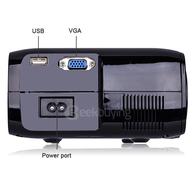 UHAPPY U80 HD Home Projector 800x480 1000LM Multimedia Projector USB/HDMI/TV/DTV/AV/YPBPR/VGA Input -Black