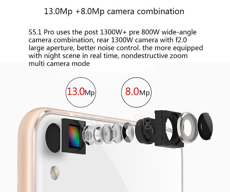 GIONEE S5.1 PRO 5.0inch 4G Android 5.1 2GB 16GB Smartphone MTK6753 64bit Octa Core 1.3GHz 13MP+8MP Fast Charge - White