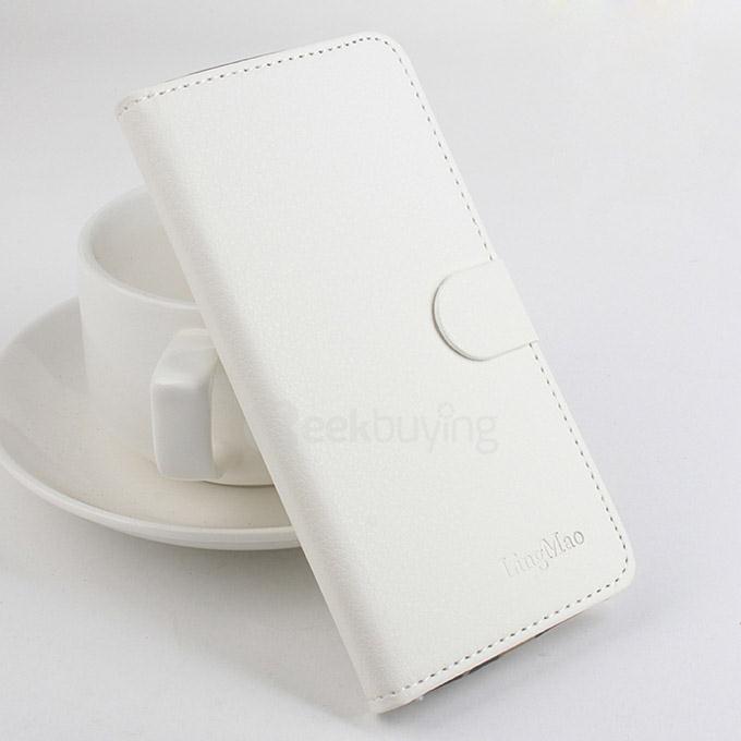 LingMao Protective Hard Cover Flip Stand Leather Case with Card Slots for Micromax Canvas Nitro 2 E311 - White