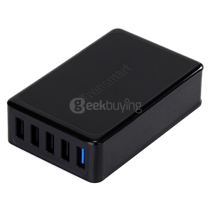 Qualcomm Certified Tronsmart Quick Charge 2.0 54W 5 Ports Desktop USB Charger Wall Charger with 1.8M DC/0.8M AC Cable for Samsung/Sony - UK Plug