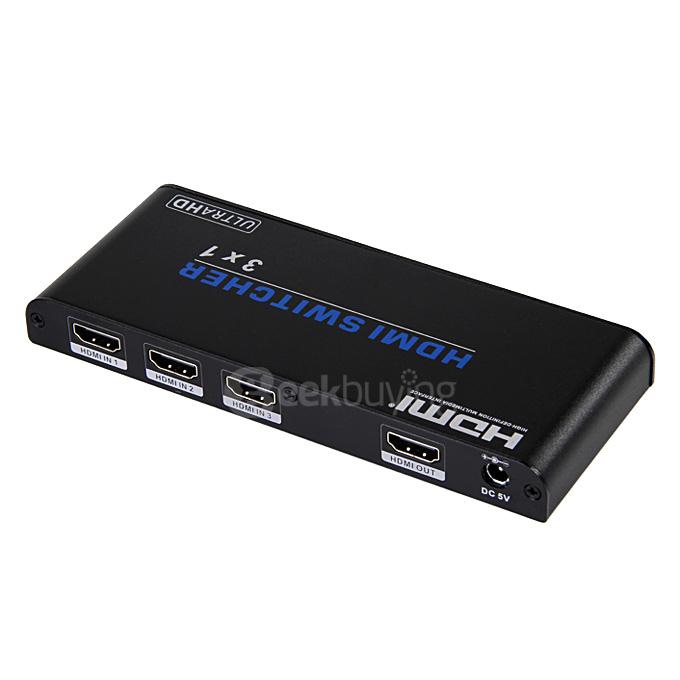 HDS-A31 UHD 4K*2K Video HDCP 3D 1080P 3X1 HDMI Switcher HUB Converter Box With IR Remoter Control Support - Black