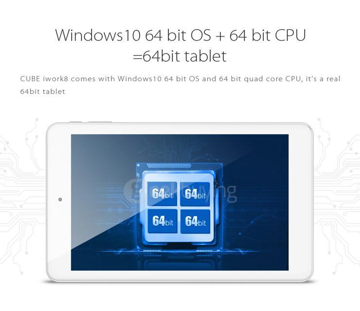 Cube iWork8 Ultimate 8 Inch Windows10 Multi-language Version 2GB/32GB Tablet PC Intel Cherry Trail Z8300 Quad Core 1.84GHz IPS 1280*800 Bluetooth HDMI WiDi - White