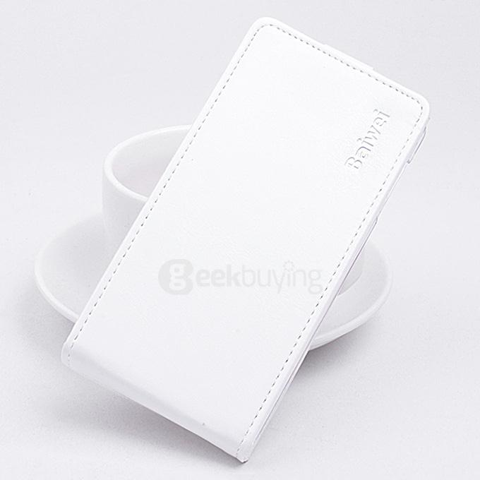 Baiwei Protective Hard Cover Up&Down Flip Stand Leather Case with Back Shell for iNew L4 Smartphone - White