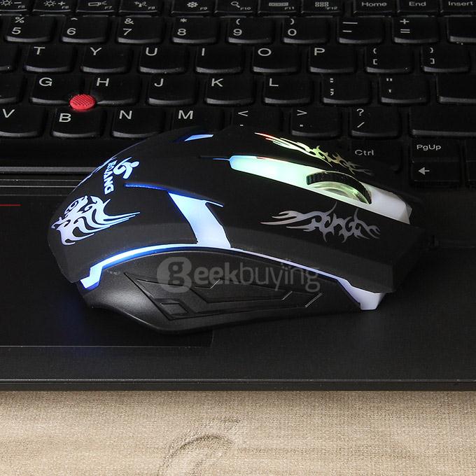 JEQANG JM-063 Professional Wired Opitcal Gaming Mouse 800/1200/1600DPI with Colorful LED Breathing Lights - Black+White