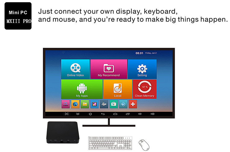 MXIII PRO Gigabit KODI TV BOX 4K*2K H.265 Decoding Android 4.4 Amlogic S812 Quad Core 2G/8G 2.4G/5G Dual Band WIFI Bluetooth4.0 Media Player