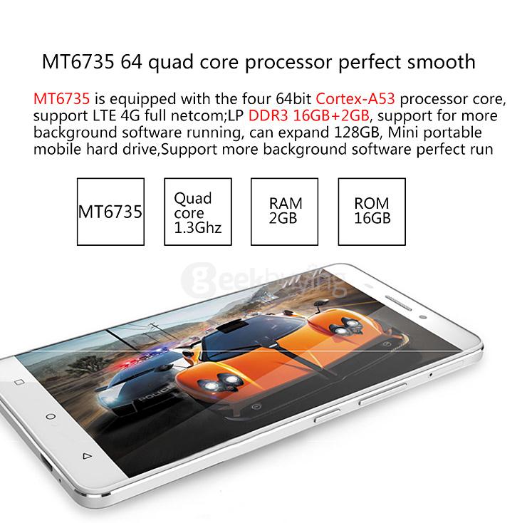 GIONEE M5 5.5inch HD 4G 6020mAh Battery Smartphone Android 5.1 64bit MTK6735 Quad Core 2GB 16GB 13.0MP OTG HiFi - Gold