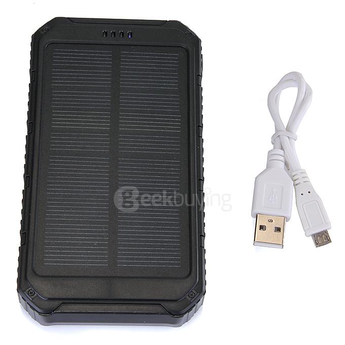 18000mAh Universal Solar Power Panel Charger Dual USB Power Bank for iPhone iPad HTC Lenovo Nokia - Black
