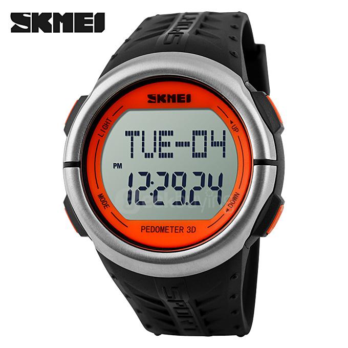 SKMEI 1058 Multifunction 50M Waterproof LED Digital Men Women Watch Heart Rate Monitor Pedometer Sport Watches Calorie Counter - Orange