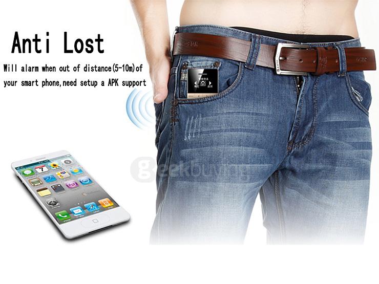 Qmart Q5 Ultra Thin Slim 1.0inch Mini Pocket Card Cell Phone Bluetooth Built-in Battery Anti-lost Remote Capture -White