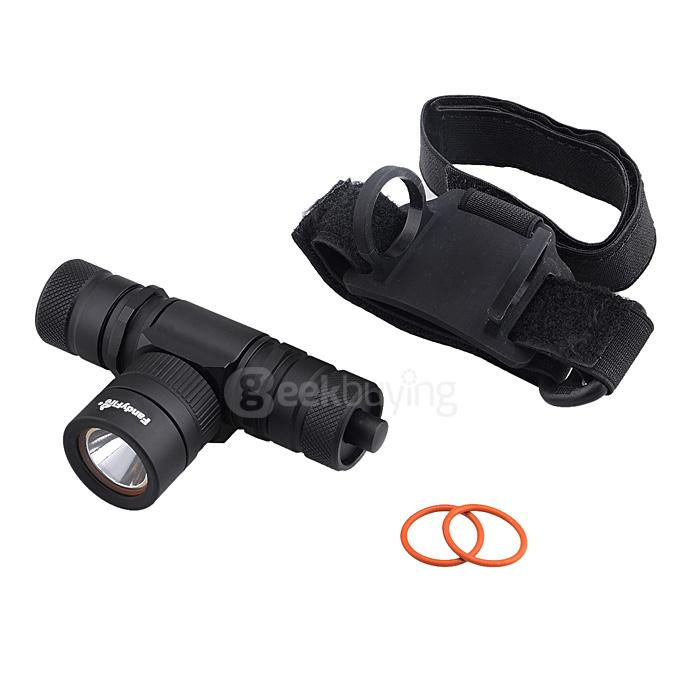 FandyFire CREE XM-L2 T6 1000lm 1-Mode Cool White Light Diving Flashlight w/ Strap - Black