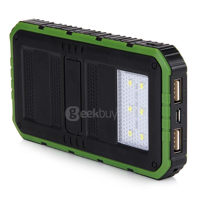 18000mAh Universal Solar Power Panel Charger Dual USB Power Bank for iPhone iPad HTC Lenovo Nokia - Green