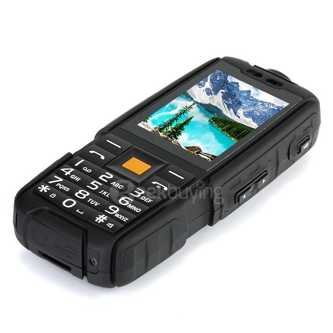 NO.1 A9 4800mAh Battery IP67 Waterproof Phone Dustproof Shockproof Flashlight FM Dual SIM Cards GSM Cell Phone - Black