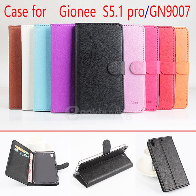 LingMao Protective Hard Cover Flip Stand Leather Case with Card Slots for Gionee S5.1 Pro GN9007 - Rose