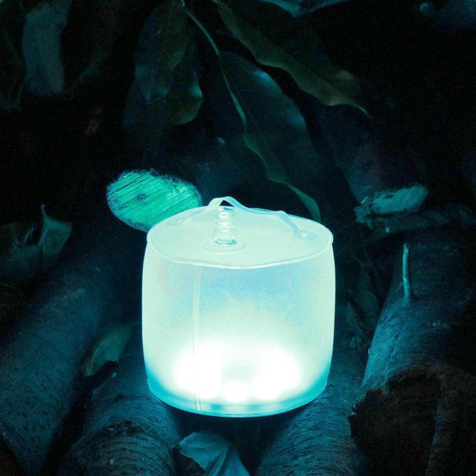 Portable Inflatable 10-LED RGB Light Solar Powered Folding Lantern w/ 8-Mode - Colorful Light