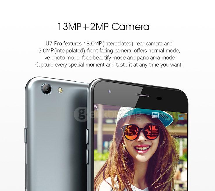 Oukitel U7 Pro 5.5inch IPS HD Android 5.1 1GB RAM 8GB ROM Smartphone MT6580 Quad Core 1.3GHz 13.0MP 3G GPS - Gray