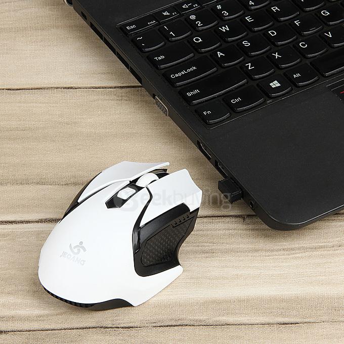 JEQANG JM-2016 Stylish Wireless Gaming Mouse 1200DPI 2.4GHz with USB Receiver for Desktop PC/Laptop/Notebook - White+Black