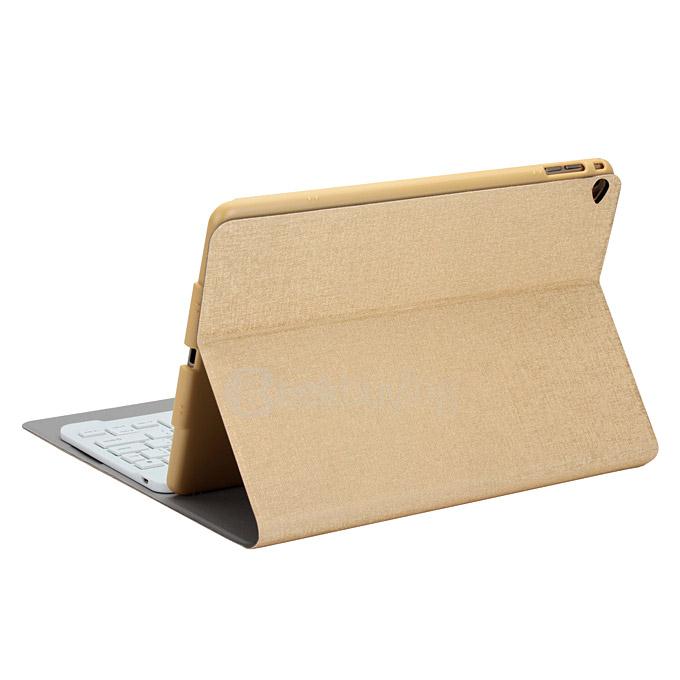 Removable Folding Bluetooth Keyboard with PU Leather Cover Case for IPAD MINI Tablet - Golden