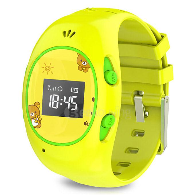 G65 Kids Smart Watch GSM Phone GPS Position Trace Alarm SOS Remote Monitor GPS + LBS + WiFi Positioning - Yellow