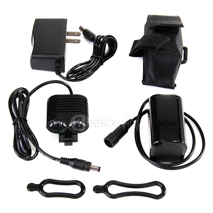 B1 2*CREE XM-L2 T6 1200LM LED Bicycle Flashlight - Black
