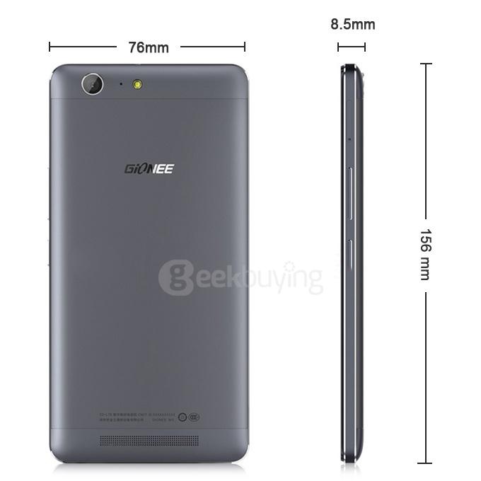 GIONEE M5 5.5inch HD 4G 6020mAh Battery Smartphone Android 5.1 64bit MTK6735 Quad Core 2GB 16GB 13.0MP OTG HiFi - Black