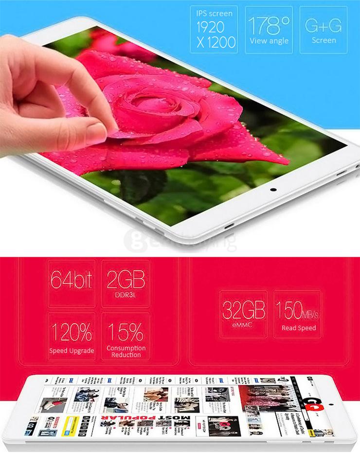 Teclast X80 Pro Dual OS Windows10 + Android5.1 2GB/32GB 8 inch Tablet PC Intel Cherry Trail Z8300 Quad Core 1.84GHz IPS 1920*1200 HDMI - White