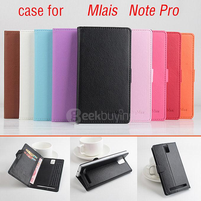 LingMao Protective Hard Cover Flip Stand Leather Case with Card Slots for Mlais Note Pro - Black