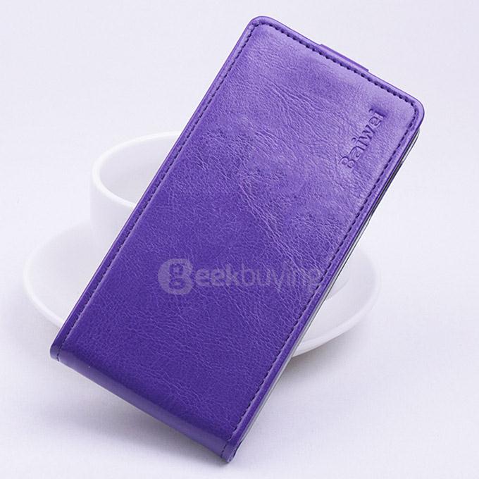 Baiwei Protective Hard Cover Up&Down Flip Stand Leather Case with Back Shell for Micromax Unite 3 Q372 - Purple