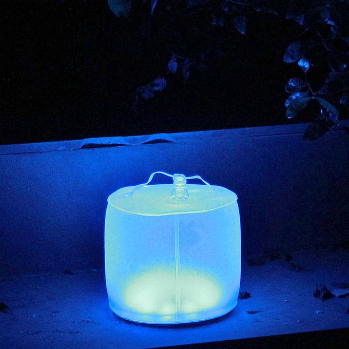 Portable Inflatable 10-LED RGB Light Solar Powered Folding Lantern w/ 8-Mode - Colorful Light