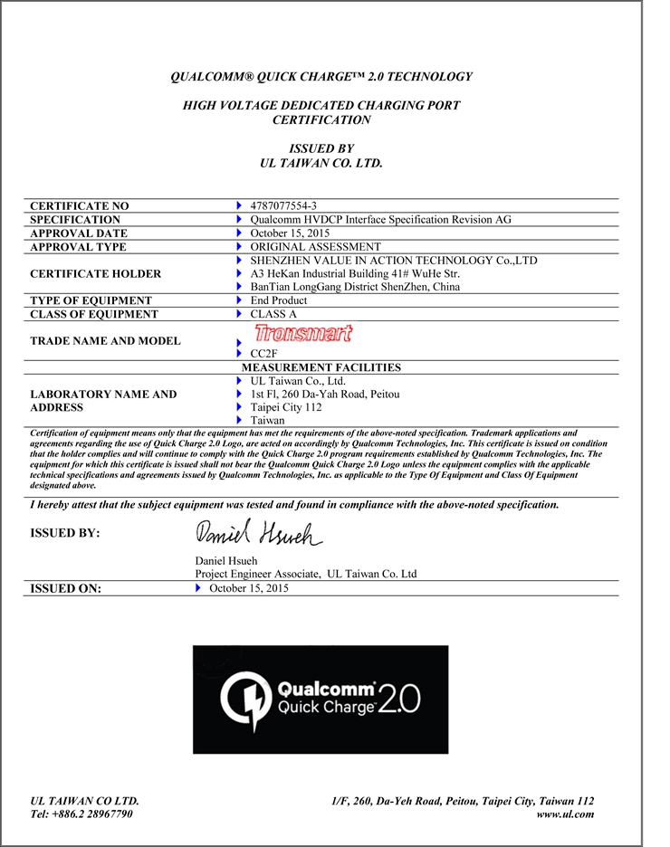 Tronsmart Quick Charge 2.0 VoltIQ Technology 2 in 1 USB Rapid Car Charger for Samsung Galaxy S6/S6 Edge HTC M9 Nexus 6 Xiaomi 3 4