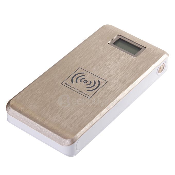 KP-W120 12000mAh Dual USB Qi Wireless Power Bank External Battery Charger w/ LCD Display For iPhone Samsung HTC - Gold