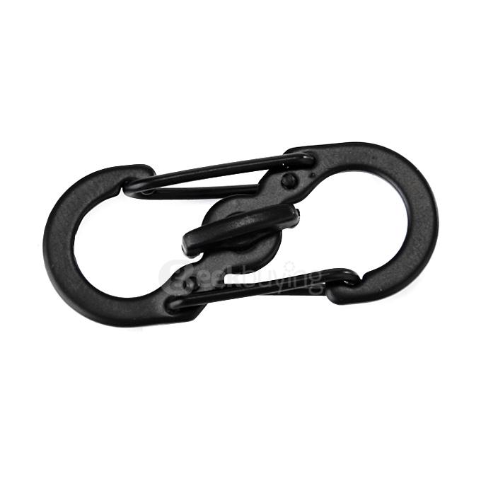8-Shape MINI Multitool Outdoor Emergency Equipment Carabiner Buckle for Hiking Climbing Backpacking Mountaineering - Black