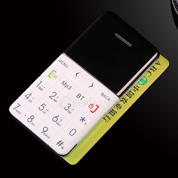 Qmart Q5 Ultra Thin Slim 1.0inch Mini Pocket Card Cell Phone Bluetooth Built-in Battery Anti-lost Remote Capture -White