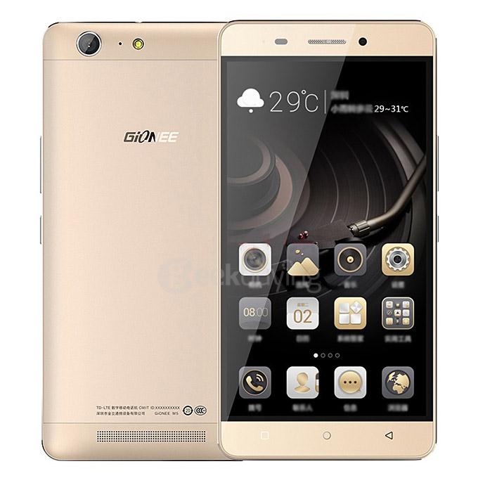 GIONEE M5 5.5inch HD 4G 6020mAh Battery Smartphone Android 5.1 64bit MTK6735 Quad Core 2GB 16GB 13.0MP OTG HiFi - Gold