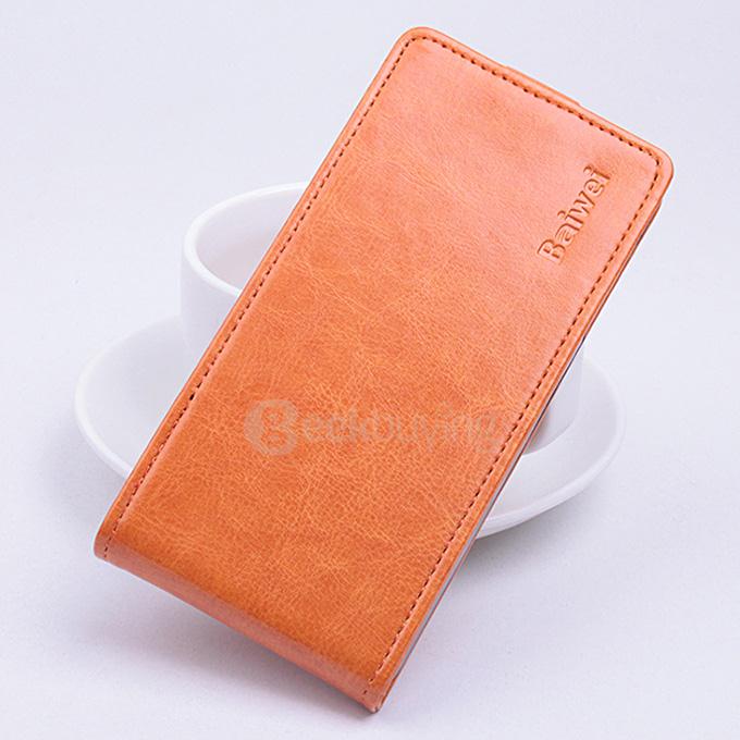 Baiwei Protective Hard Cover Up&Down Flip Stand Leather Case with Back Shell for KAZAM TROOPER X5.0 - Orange