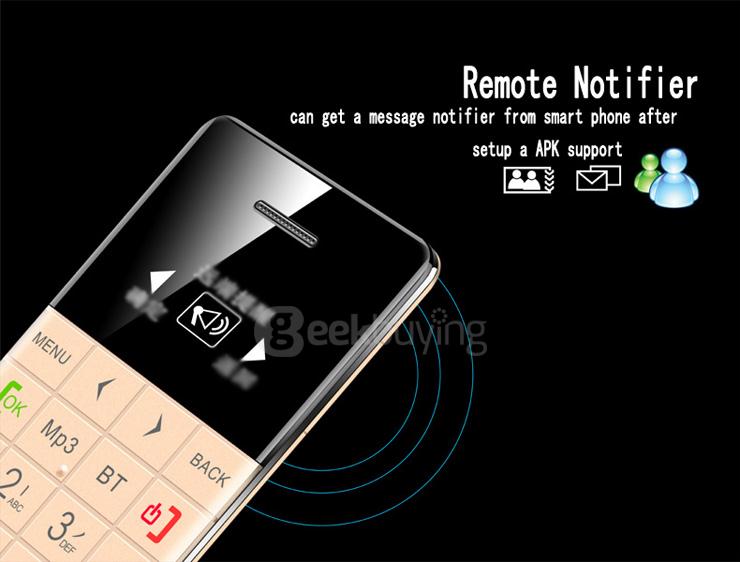Qmart Q5 Ultra Thin Slim 1.0inch Mini Pocket Card Cell Phone Bluetooth Built-in Battery Anti-lost Remote Capture -White