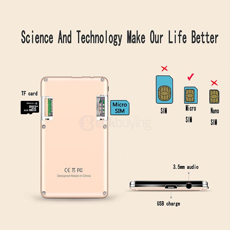 Qmart Q5 Ultra Thin Slim 1.0inch Mini Pocket Card Cell Phone Bluetooth Built-in Battery Anti-lost Remote Capture -White