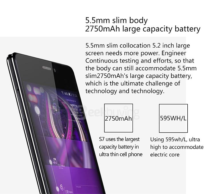 GIONEE ELIFE S7 5.2inch 4G Android 5.0 2GB 16GB Smartphone MTK6752 Octa Core 64bit 1.7GHz 13.0MP 8.0MP OTG - Black