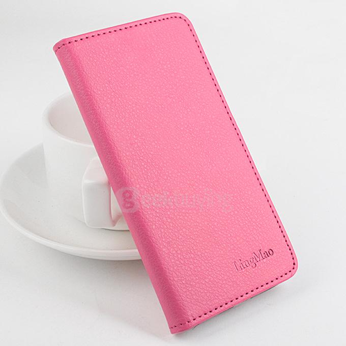 LingMao Protective Hard Cover Flip Stand Leather Case with Card Slots for ASUS Zenfone 2 5.5 inch - Rose