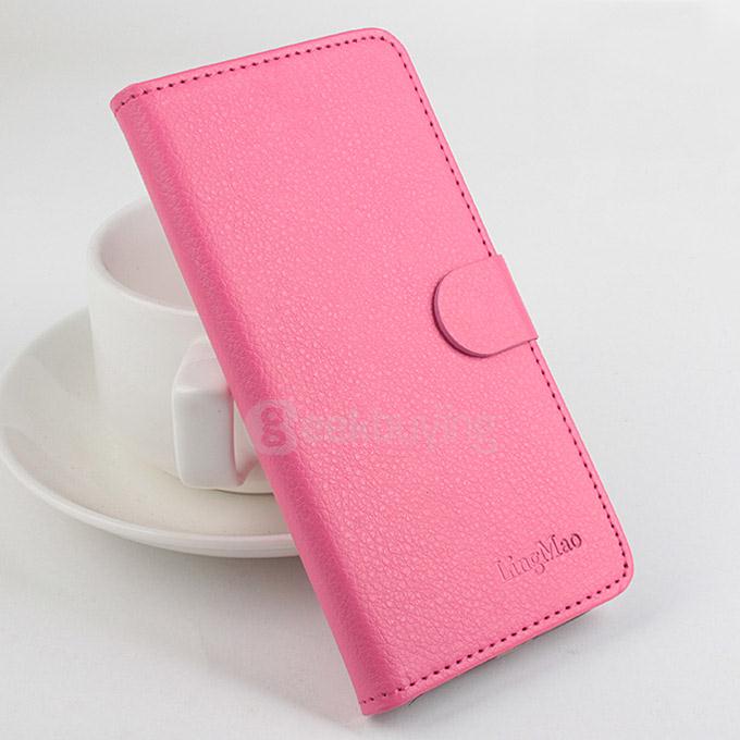 LingMao Protective Hard Cover Flip Stand Leather Case with Card Slots for Gionee S5.1 Pro GN9007 - Rose