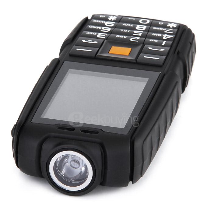 NO.1 A9 4800mAh Battery IP67 Waterproof Phone Dustproof Shockproof Flashlight FM Dual SIM Cards GSM Cell Phone - Black