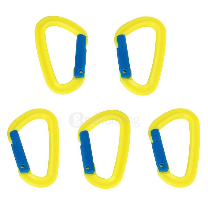 5Pcs No.8 Safety Backpack Buckle Plastic Carabiner Key Chain for Hiking Climbing Backpacking Mountaineering - Yellow