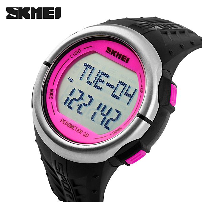 SKMEI 1058 Multifunction 50M Waterproof LED Digital Men Women Watch Heart Rate Monitor Pedometer Sport Watches Calorie Counter - Rose