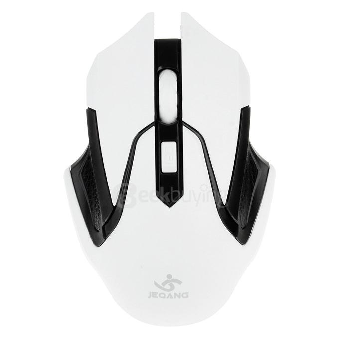 JEQANG JM-2016 Stylish Wireless Gaming Mouse 1200DPI 2.4GHz with USB Receiver for Desktop PC/Laptop/Notebook - White+Black