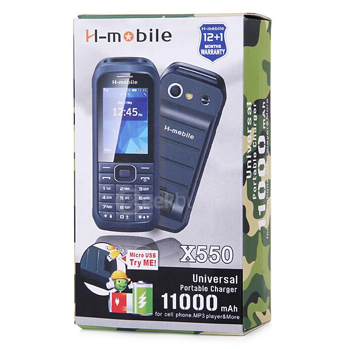 H-mobile X550 2.4inch GSM Phone SC6531DA 32MB+32MB Dual SIM Bluetooth FM Alarm USB Lamp Camera Function Phone - Black